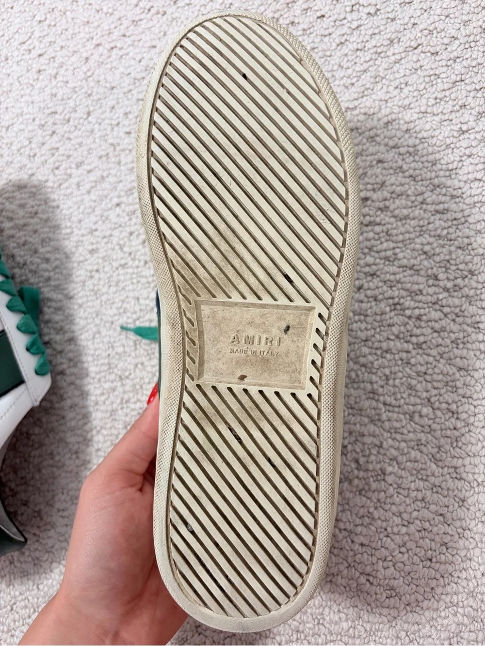 AMIRI White Green Leather Colorblock Sneakers EU 42
